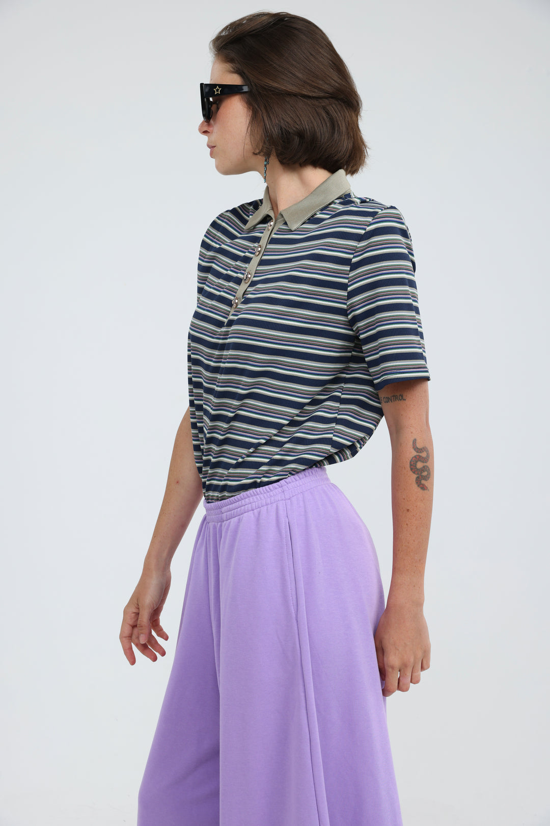 Forward Navy Striped Padded Polo