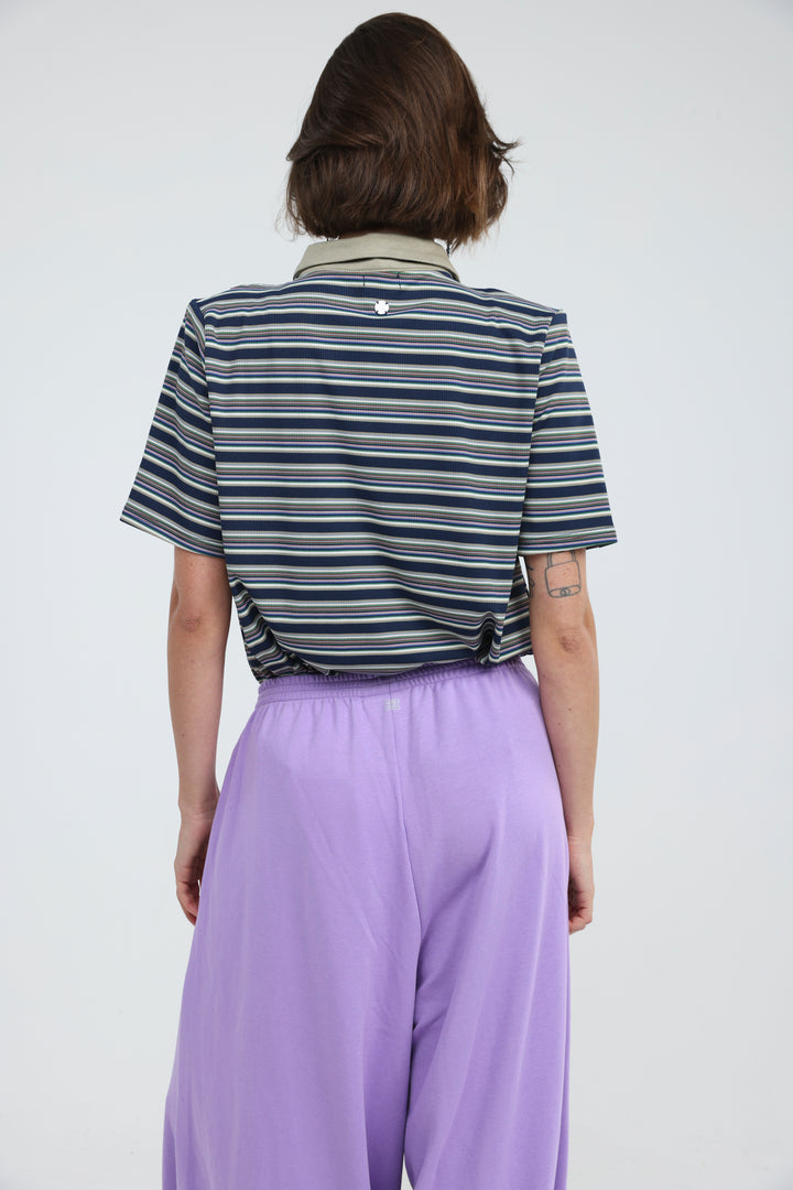 Forward Navy Striped Padded Polo