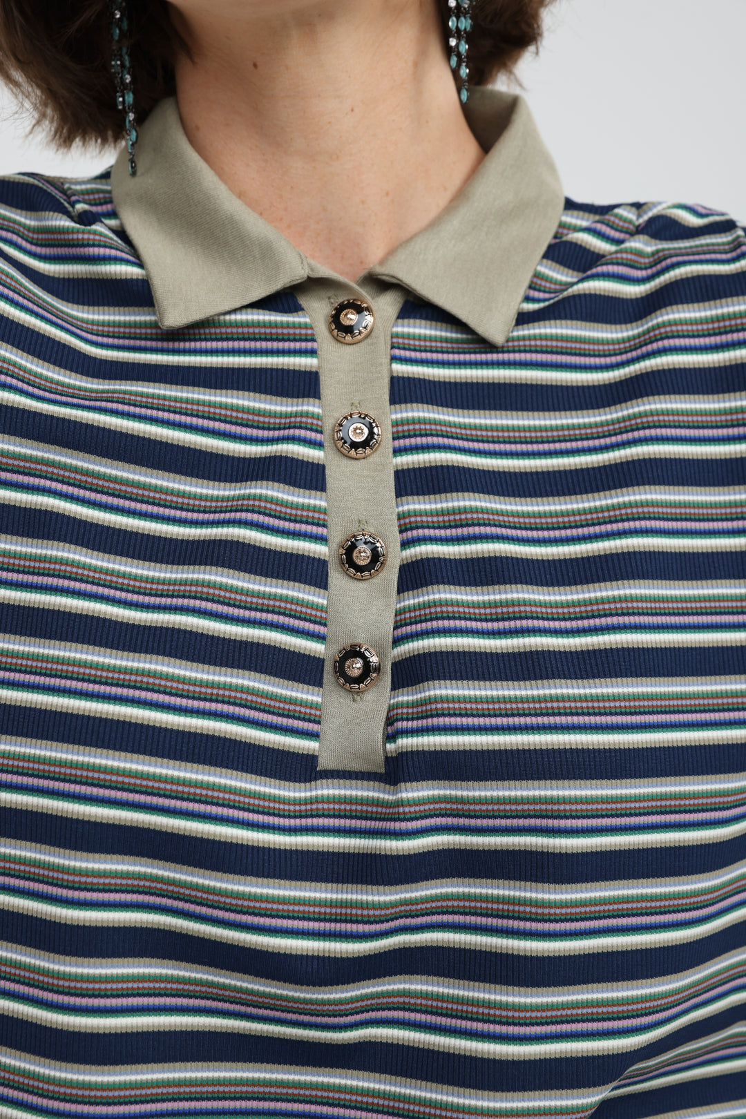 Forward Navy Striped Padded Polo