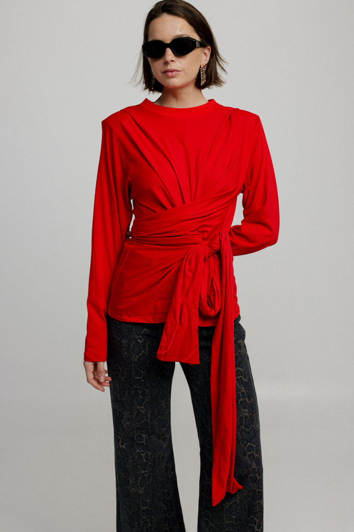 Secret Red Wrap Shirt