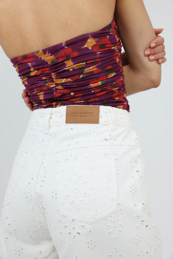 Star 641 White Denim Shorts