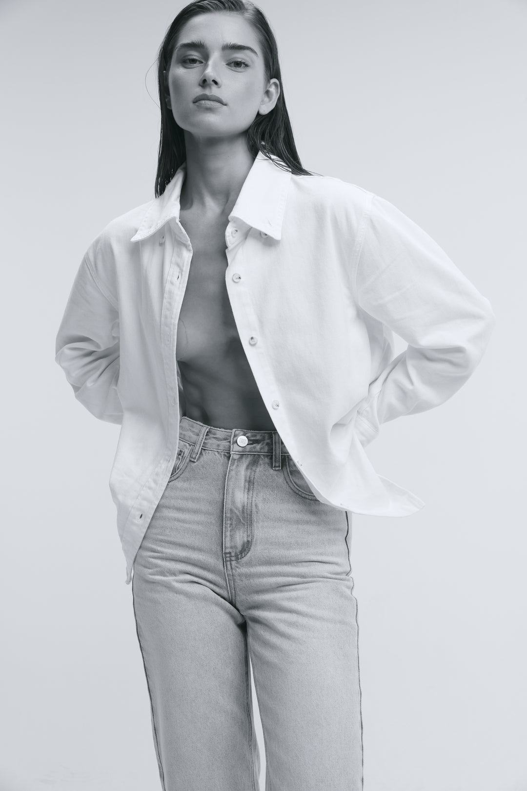 Leo Cream Denim Buttoned Shirt