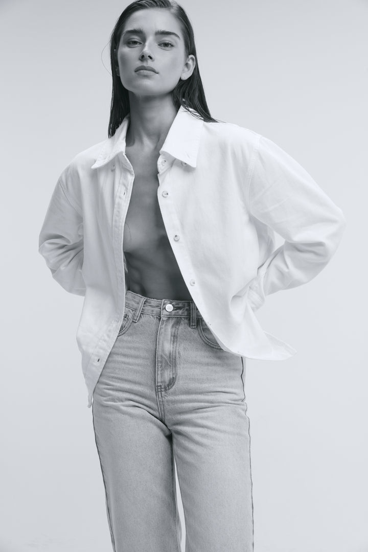 Leo Cream Denim Buttoned Shirt