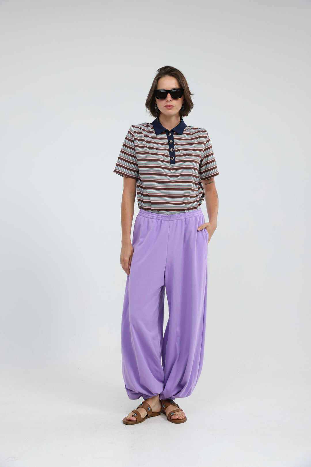Forward Brown Striped Padded Polo
