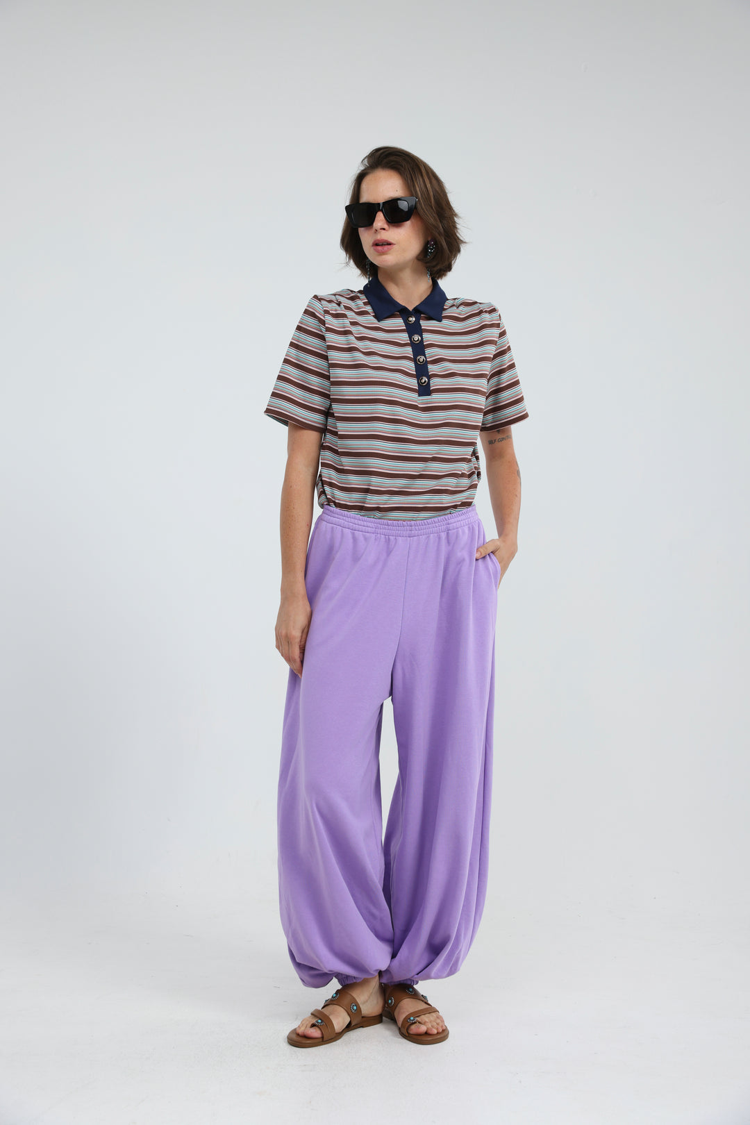 Forward Brown Striped Padded Polo