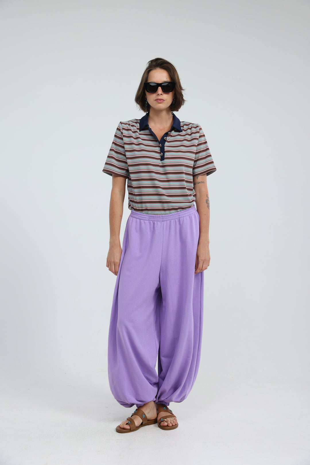 Forward Brown Striped Padded Polo