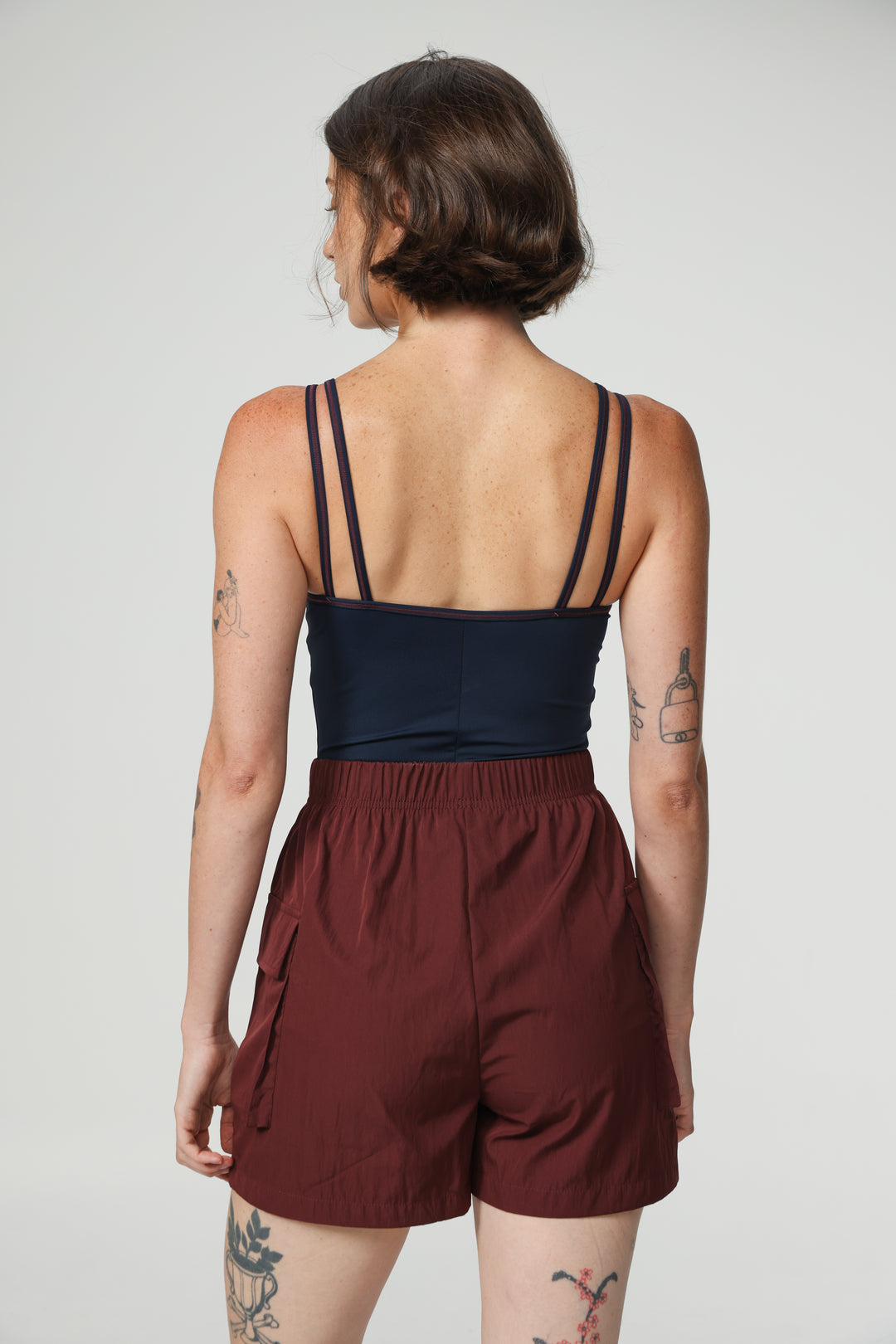Wine Nylon Cargo Shorts