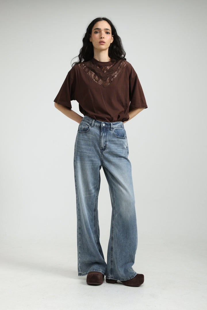 Lace Brown T-Shirt