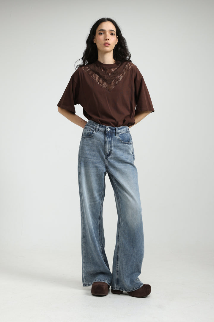 Lace Brown T-Shirt