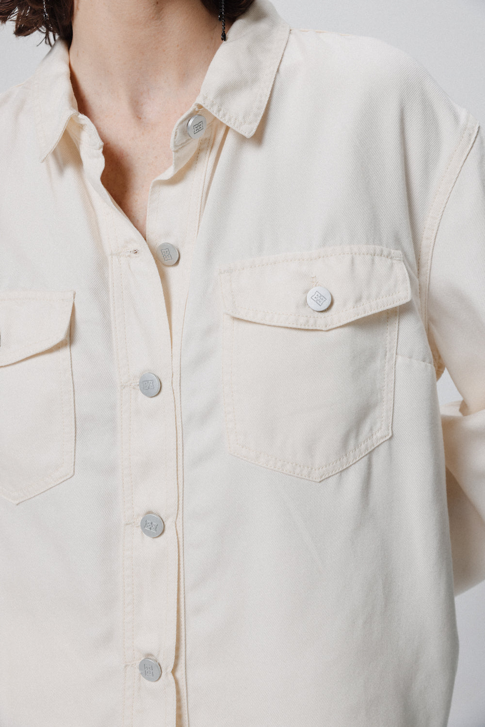 Cream Denim Buttoned Shirt