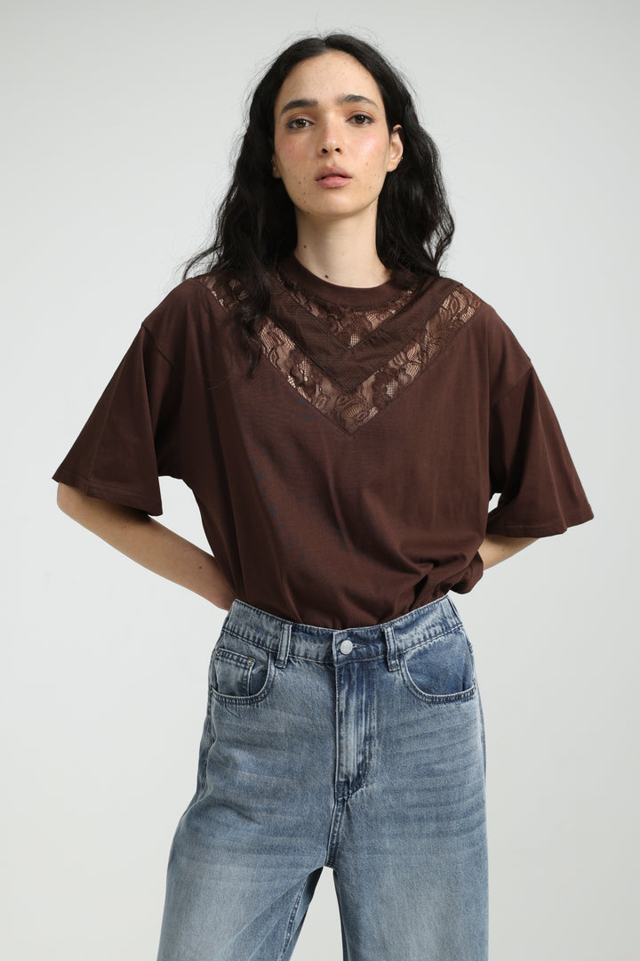 Lace Brown T-Shirt