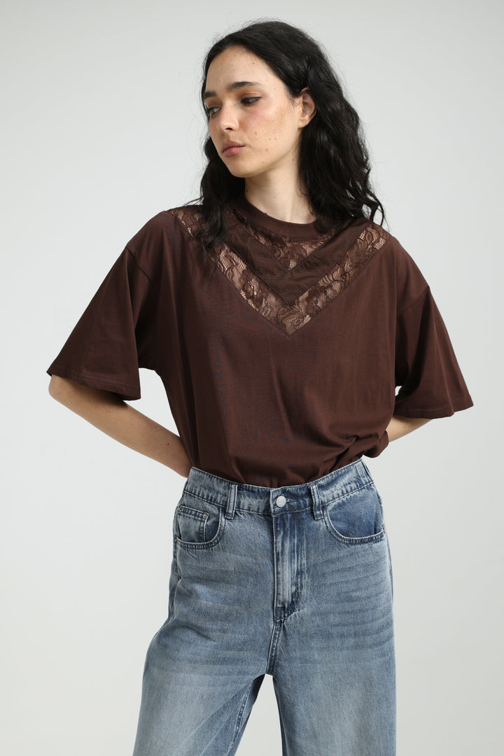 Lace Brown T-Shirt