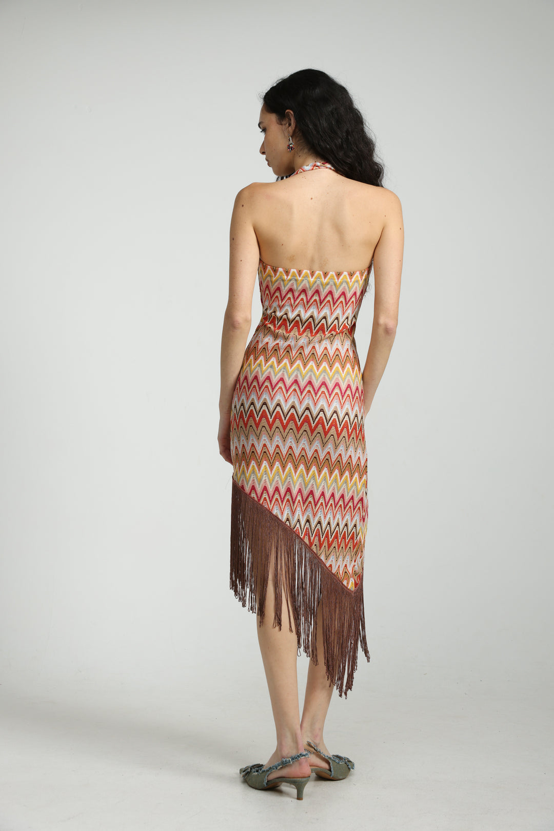 Zigzag Asymmetric Fringe Dress