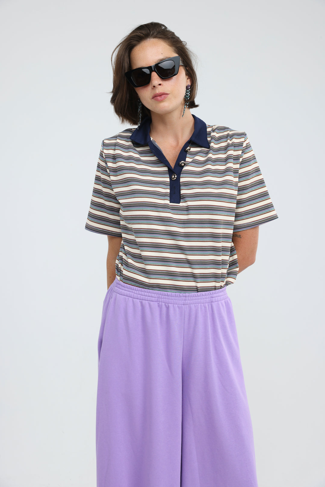 Forward Cream Striped Padded Polo