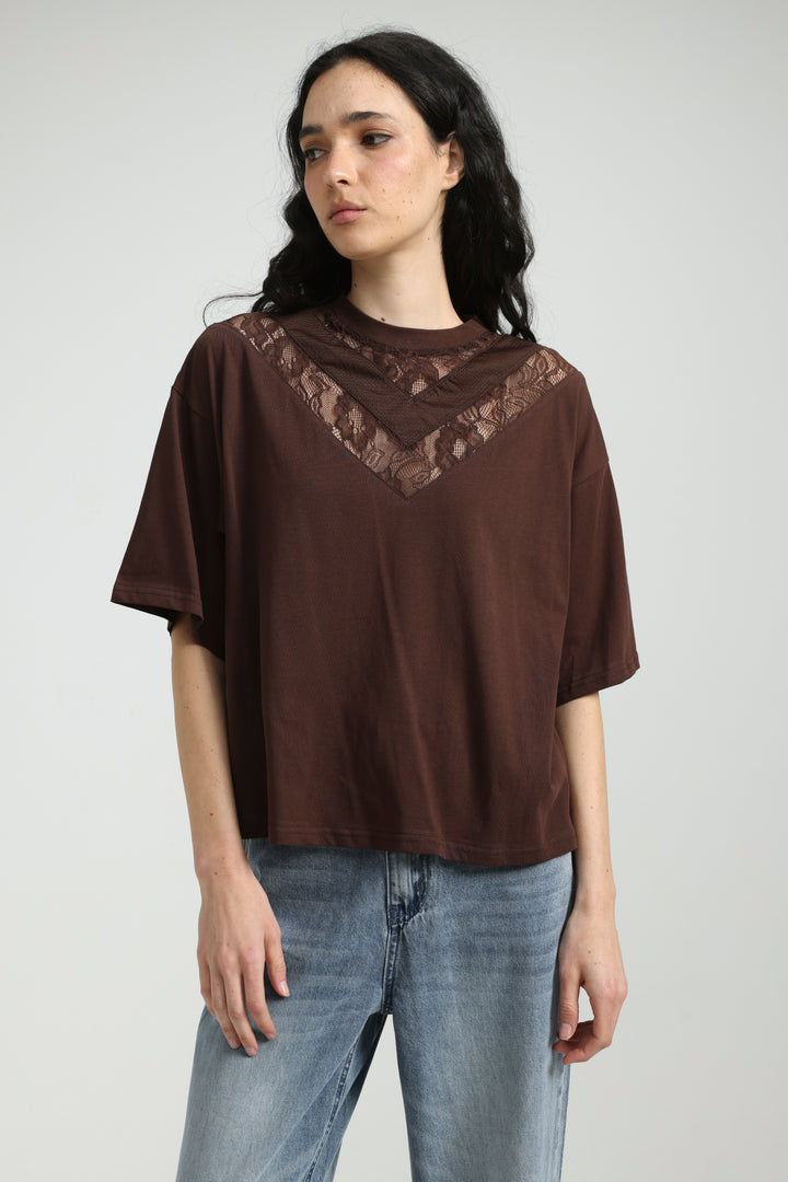 Lace Brown T-Shirt