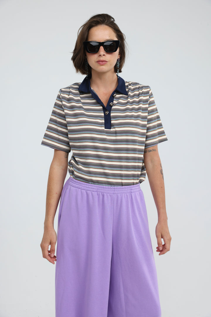 Forward Cream Striped Padded Polo
