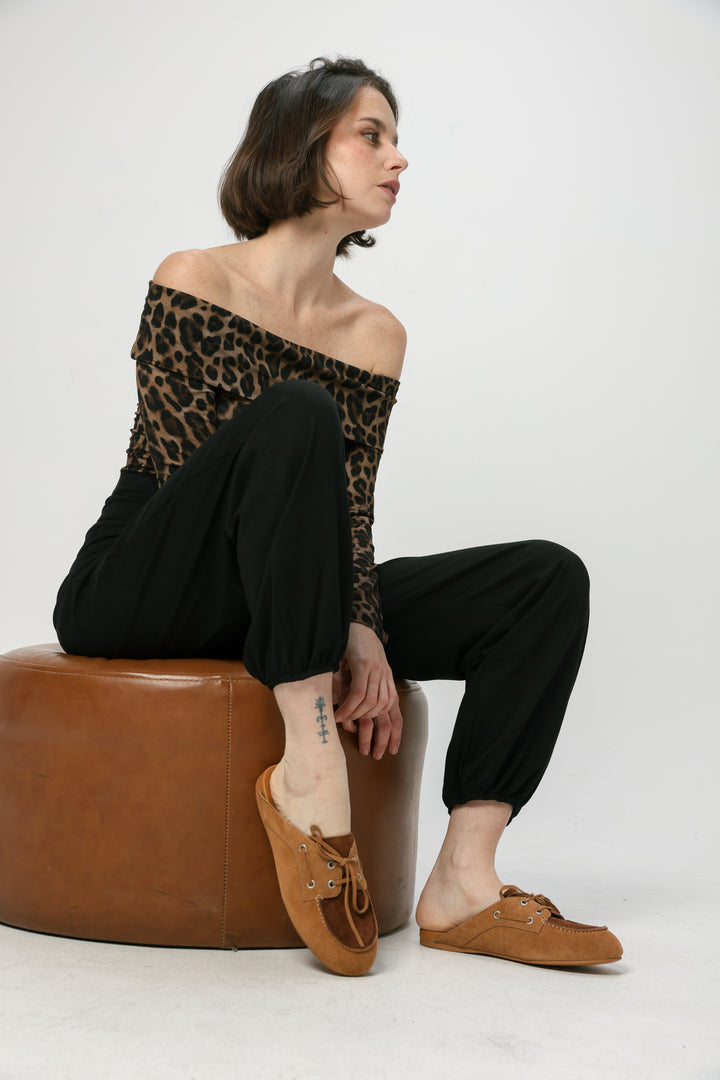 Camel/Brown Suede Moccasin Mule