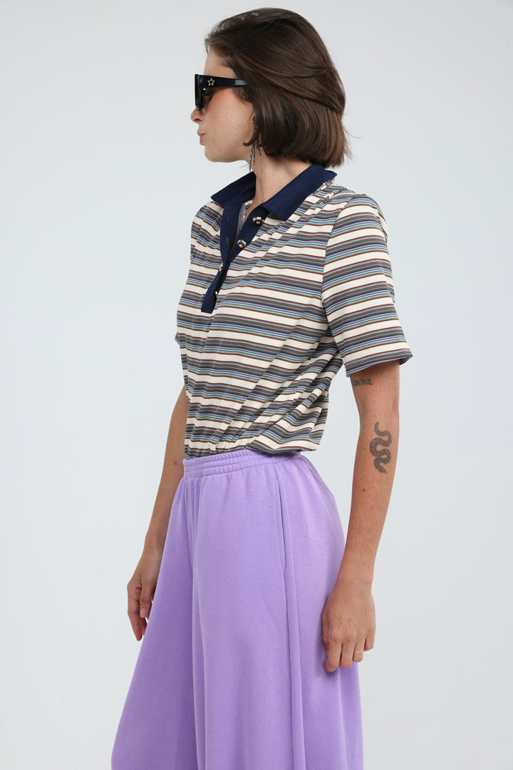Forward Cream Striped Padded Polo