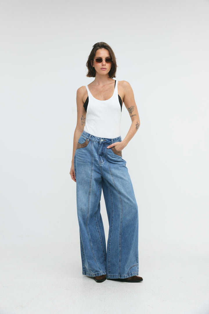 Star 712 Suede Panels Light Blue Denim