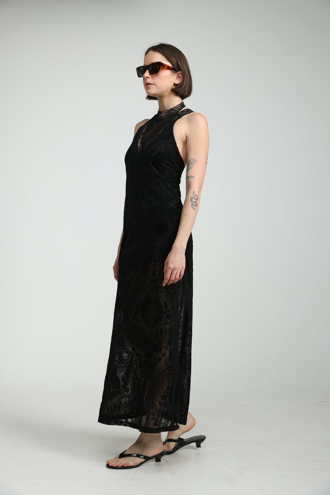 Velvet Burnout Black Dress