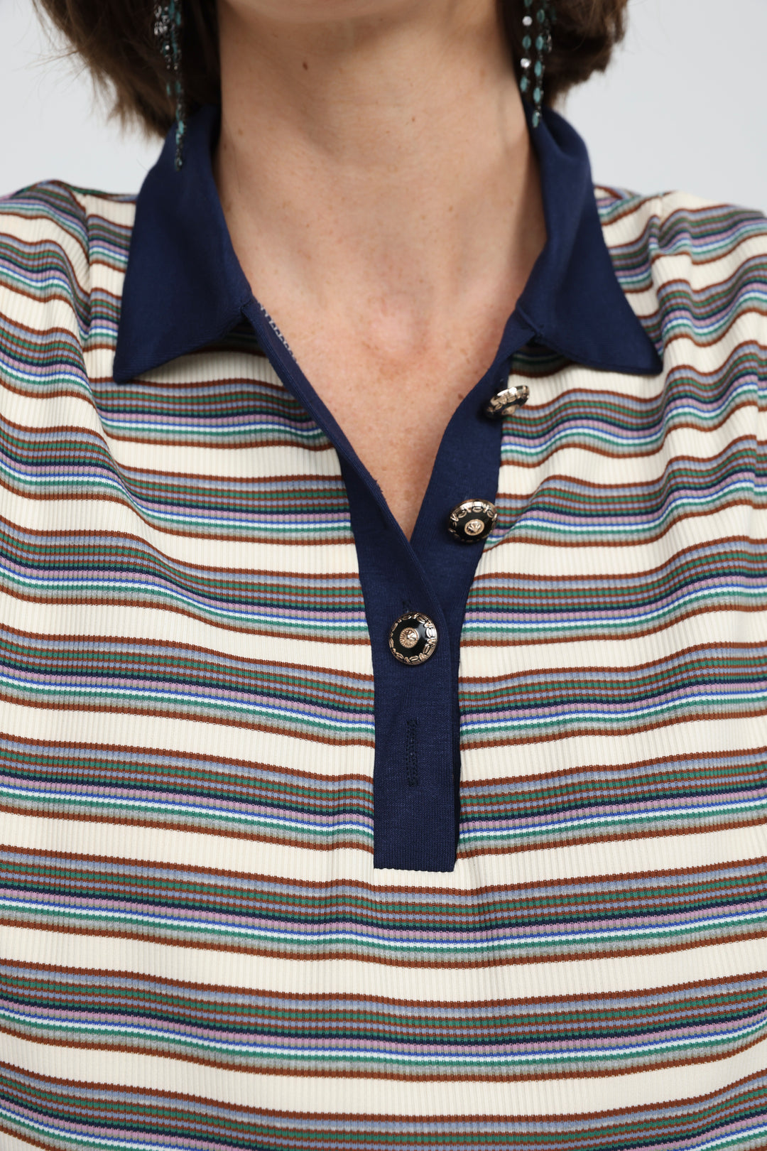 Forward Cream Striped Padded Polo