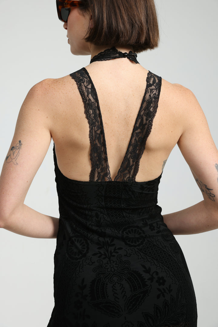 Velvet Burnout Black Dress