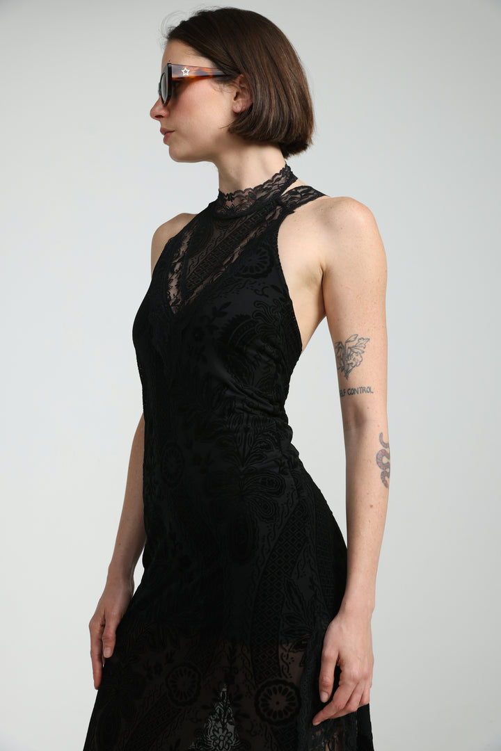 Velvet Burnout Black Dress