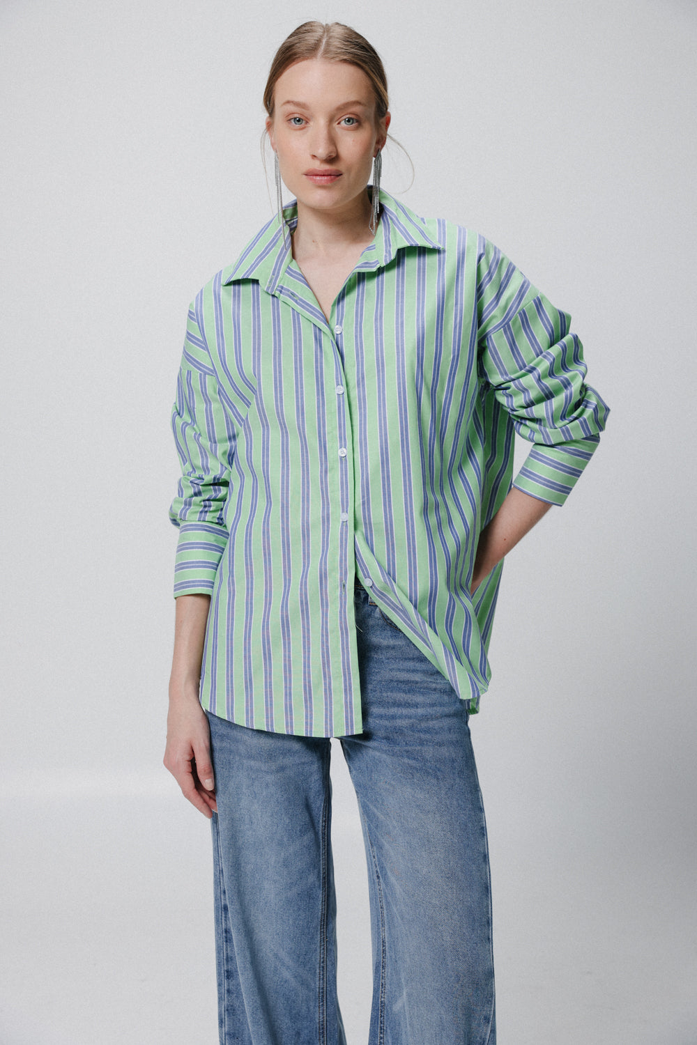 Stripes Green Buttoned Shirt