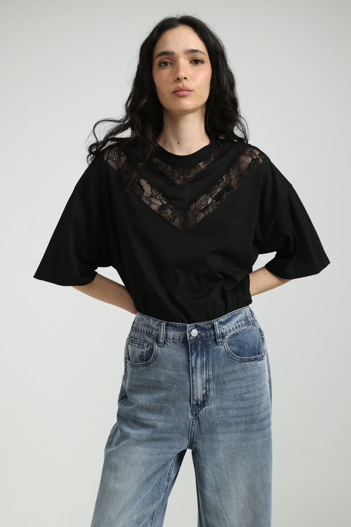 Lace Black T-Shirt