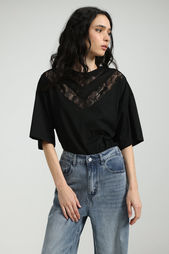Lace Black T-Shirt