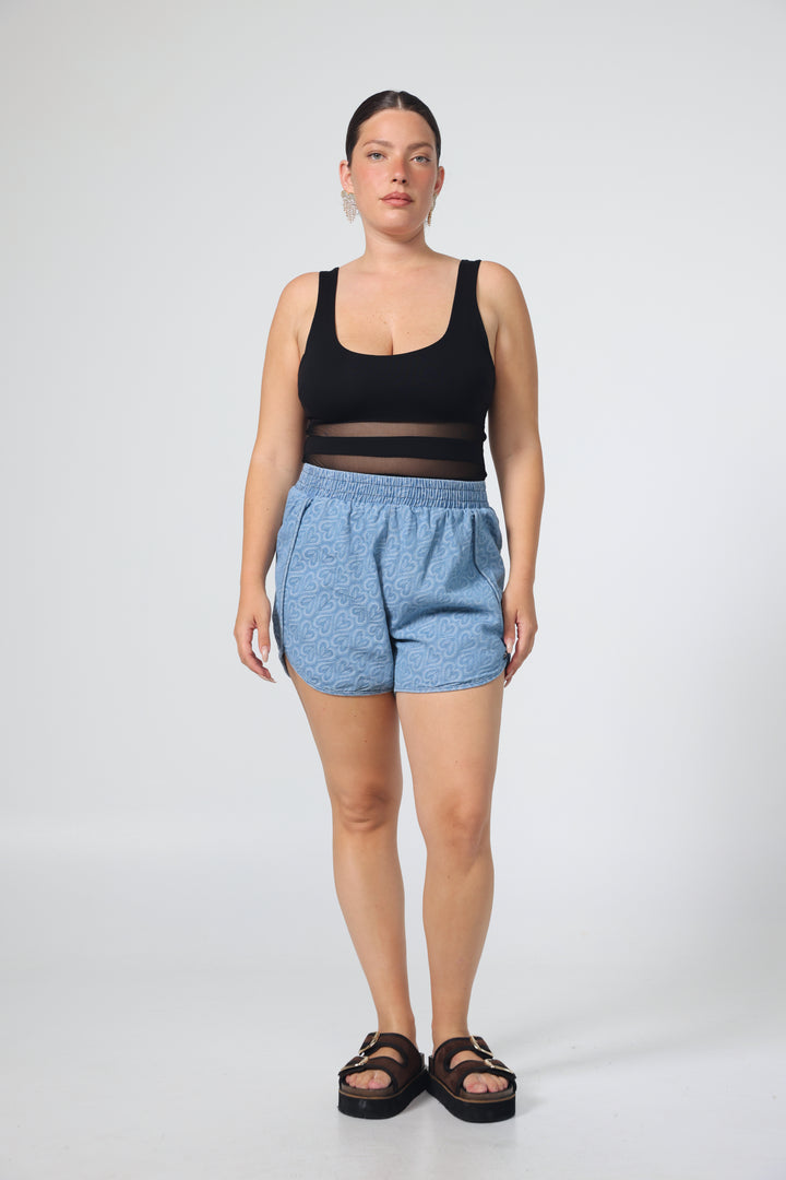 Buni's Hearts Blue Denim Shorts