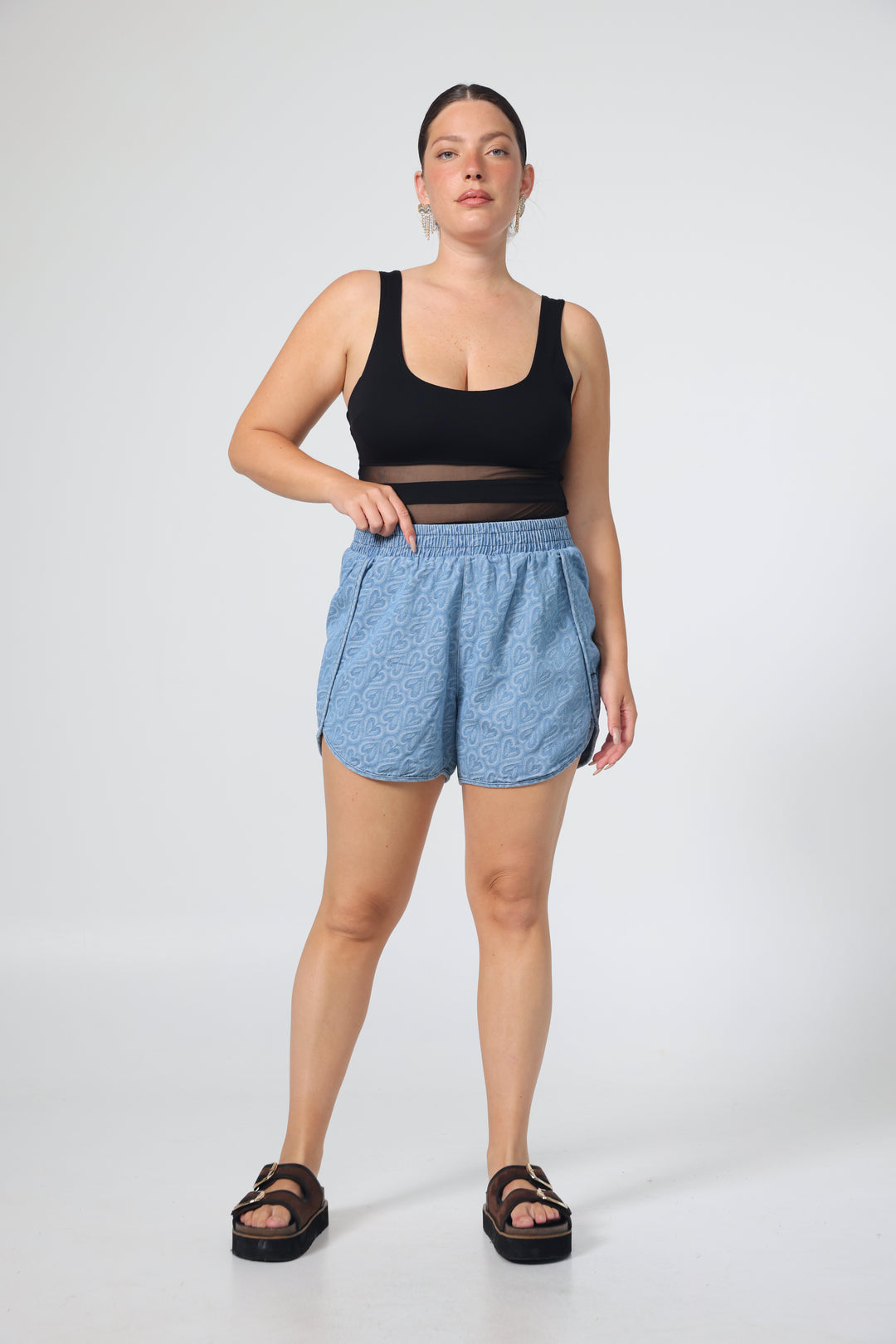 Buni's Hearts Blue Denim Shorts