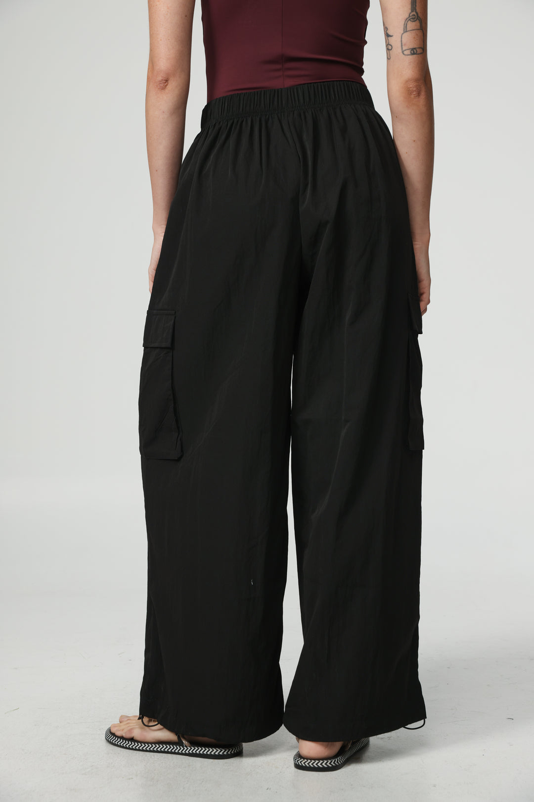 Black Nylon Cargo Joggers