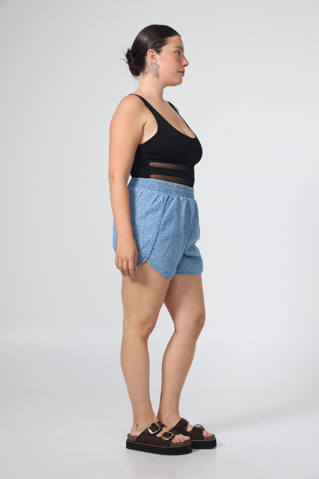 Buni's Hearts Blue Denim Shorts