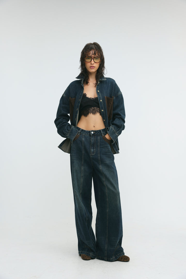 Star 712 Suede Panels Dark Blue Denim