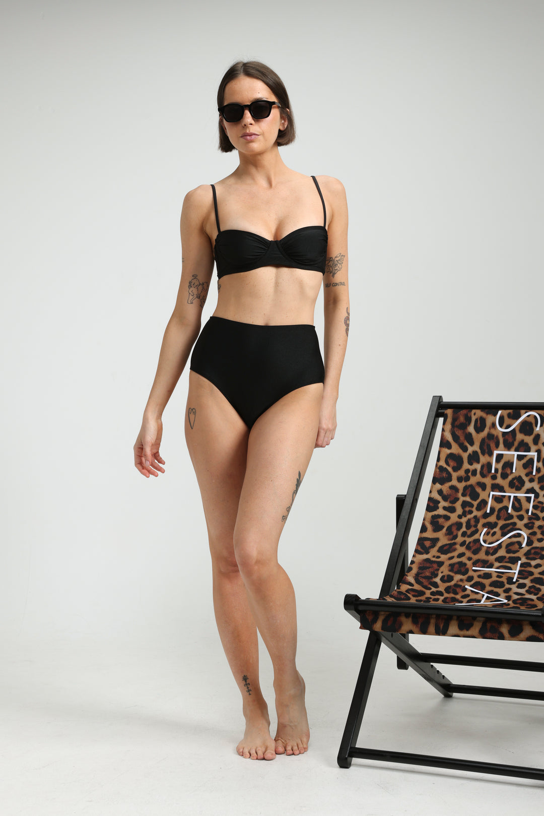 Alpha Black Bikini Bottoms תחתון ביקיני גבוה שחור