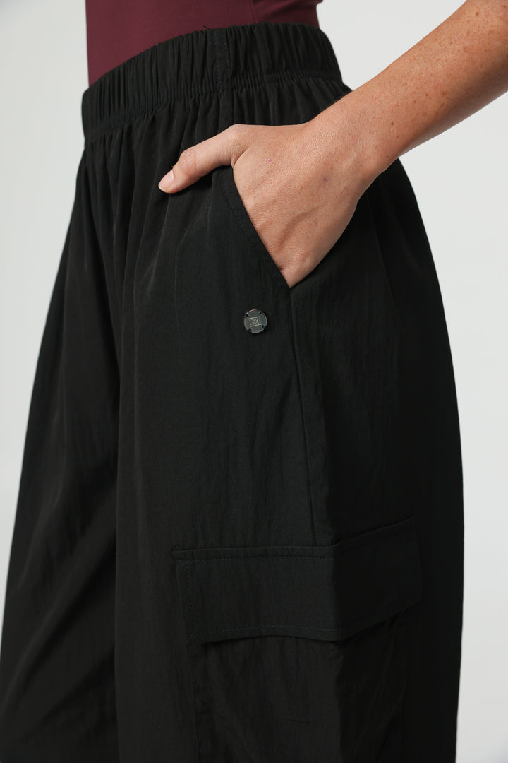 Black Nylon Cargo Joggers