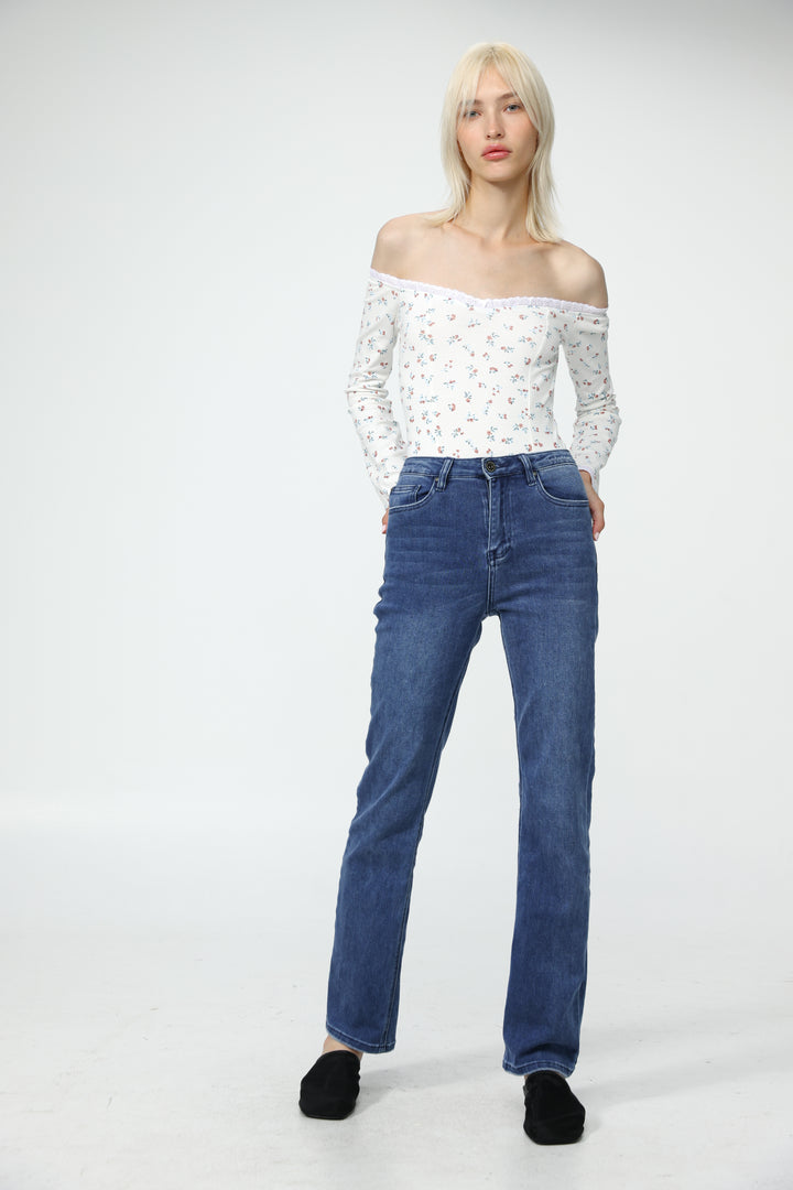 Spot Floral Off Shoulder Bodysuit