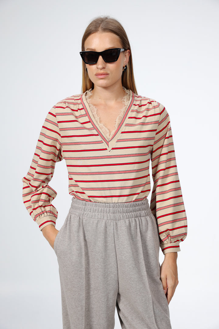 Marry Cream Striped Shirt