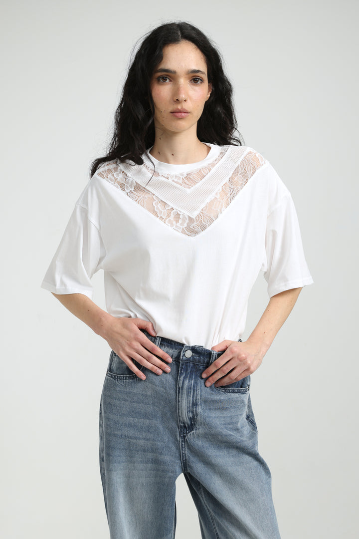 Lace White T-Shirt