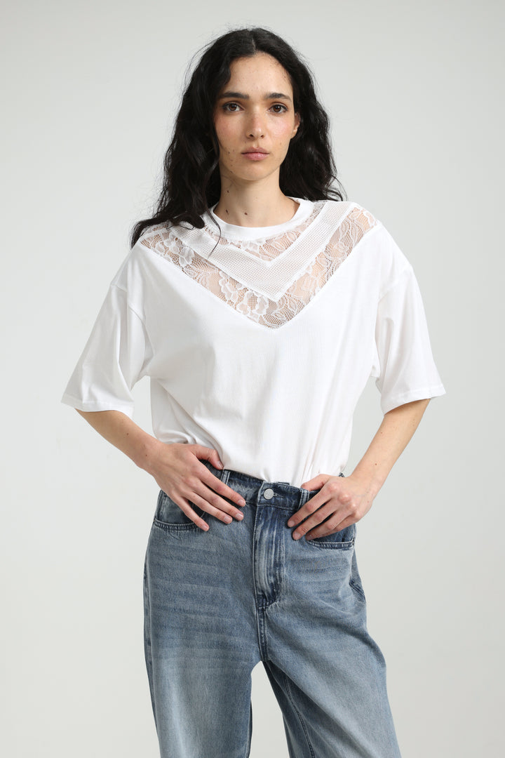 Lace White T-Shirt