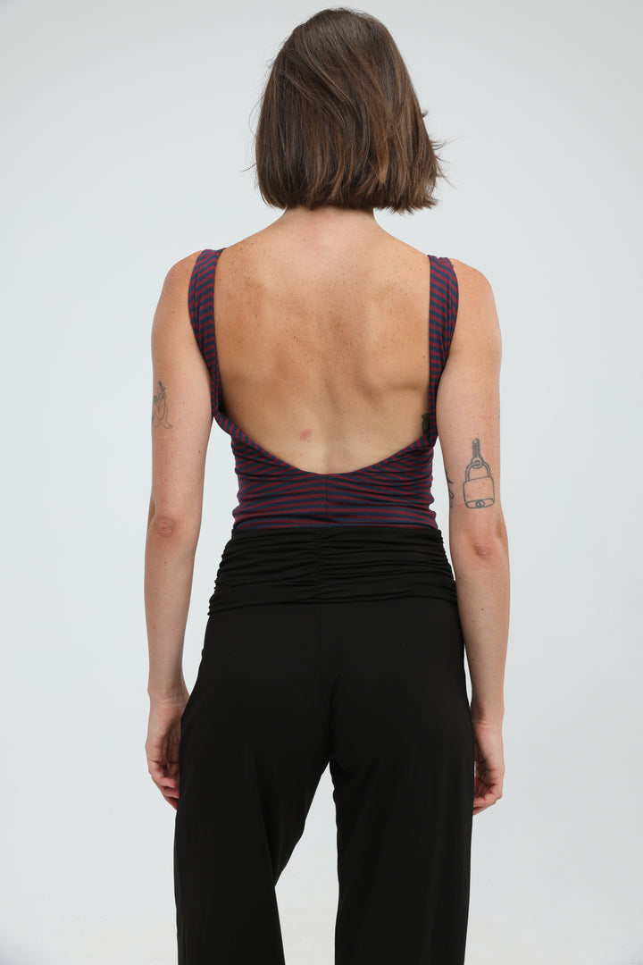 Crescent Wine Striped Bodysuit