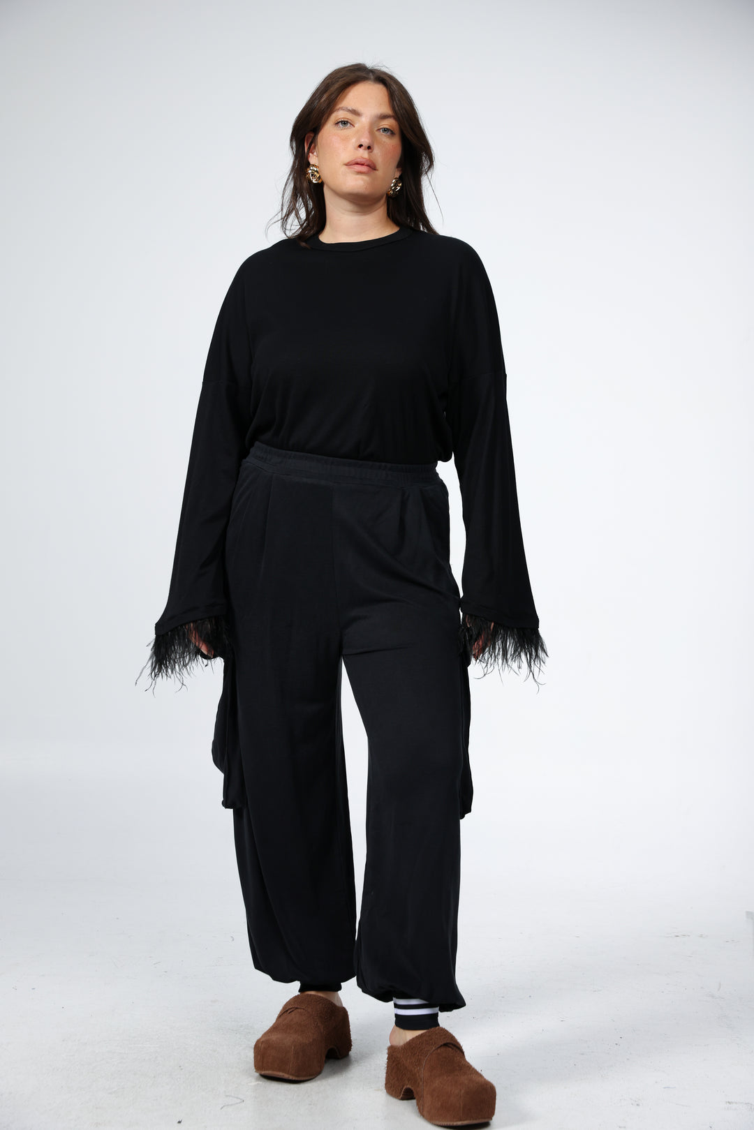 Boyfriend Black Feathers Shirt