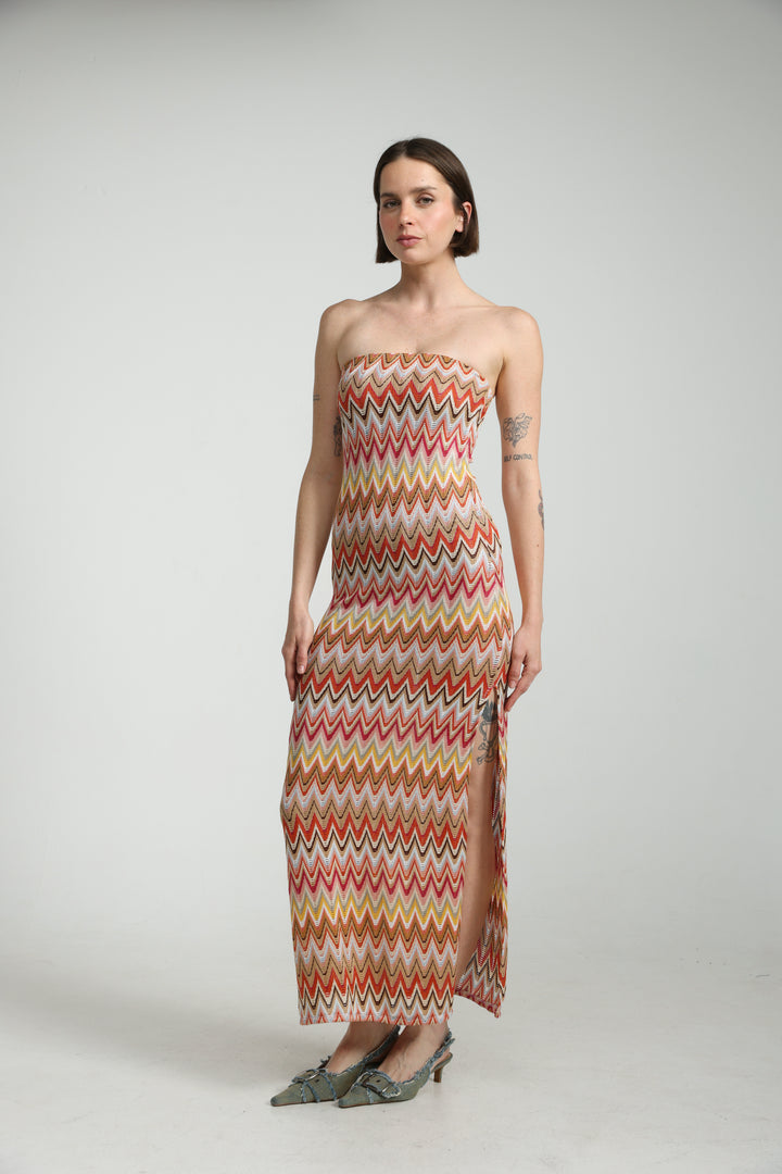 Zigzag Strapless Dress