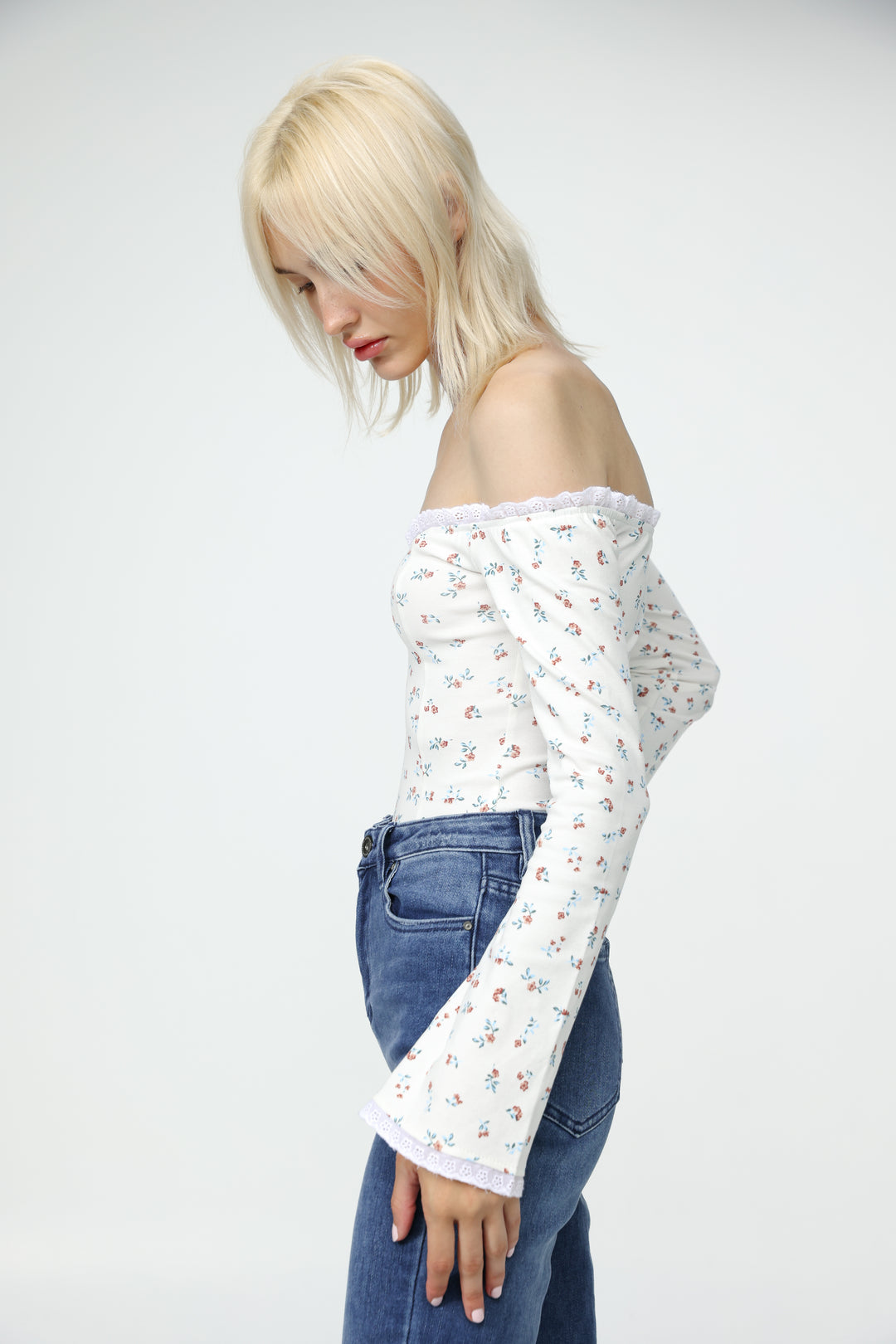 Spot Floral Off Shoulder Bodysuit