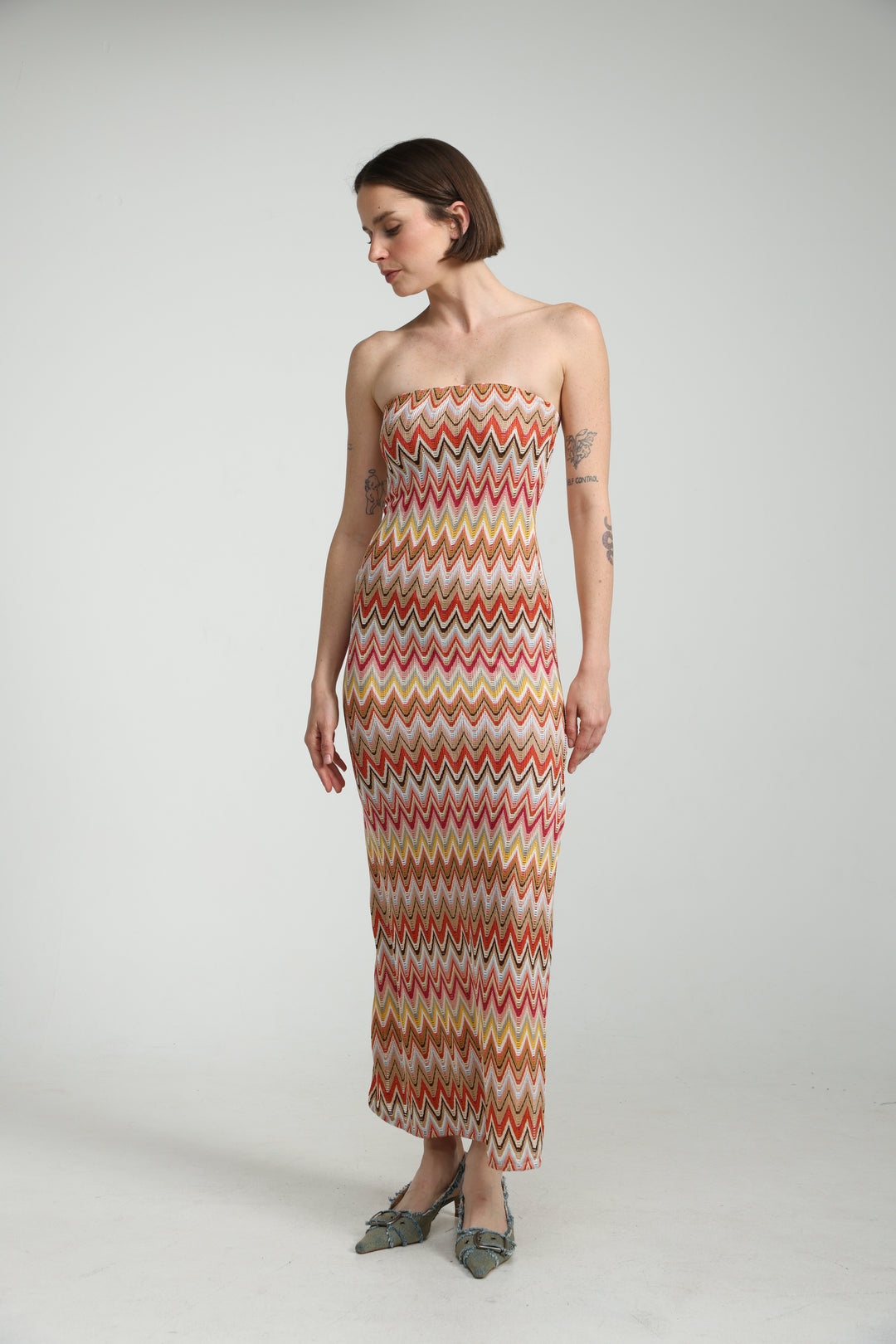 Zigzag Strapless Dress