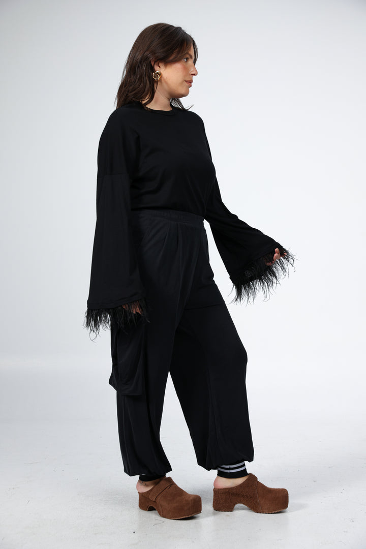 Boyfriend Black Feathers Shirt