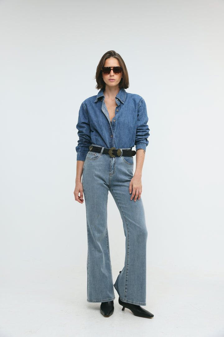 Leo Blue Denim Buttoned Shirt