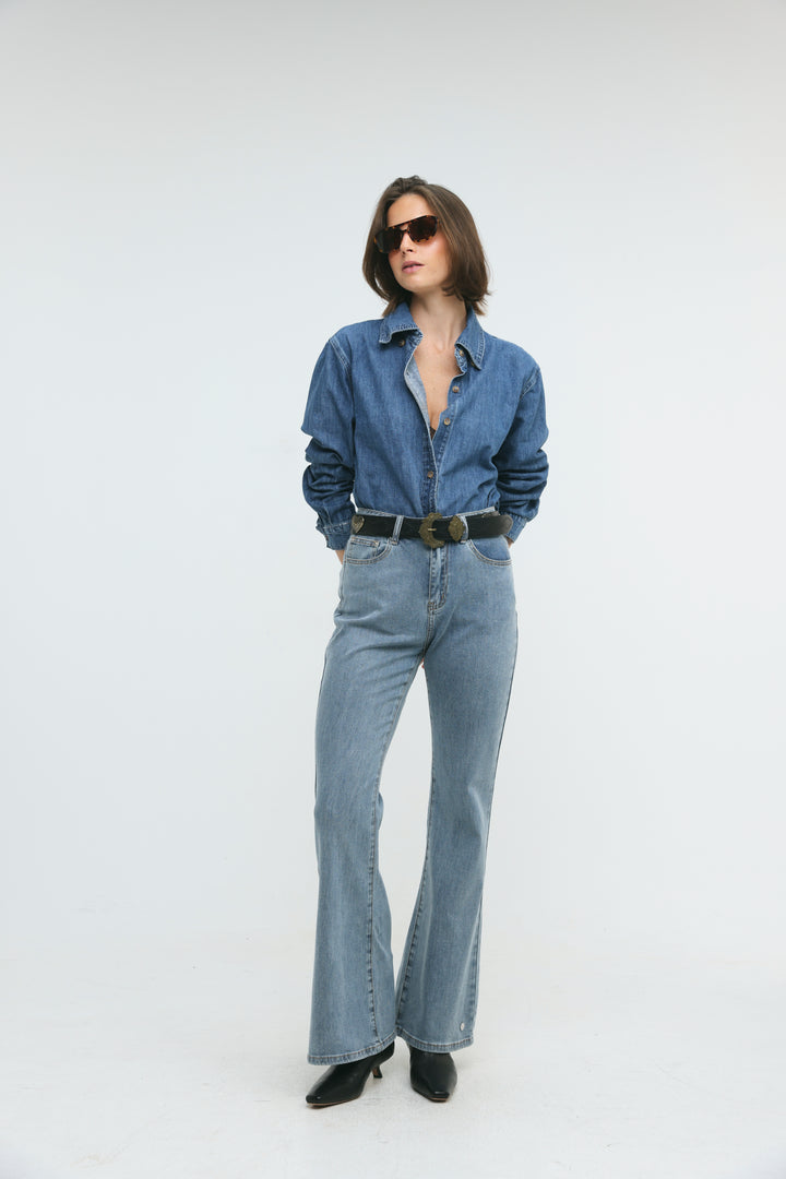 Leo Blue Denim Buttoned Shirt