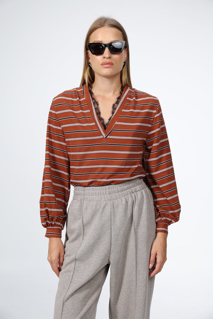 Marry Brown Striped Shirt